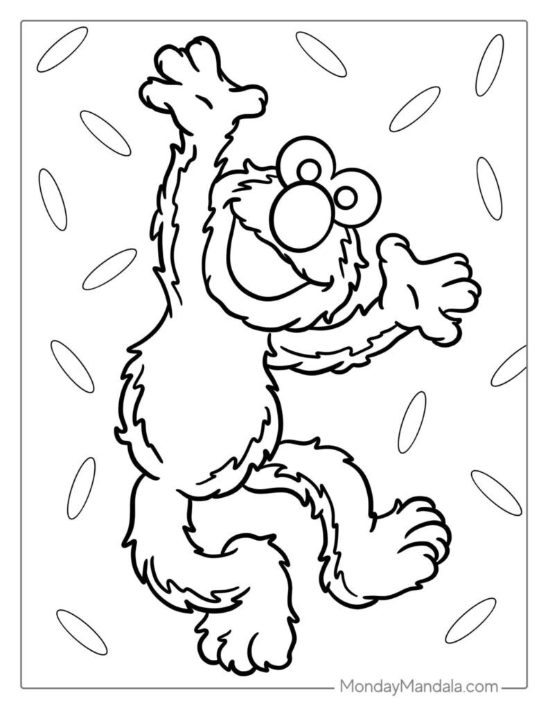 Cheerful Elmo Coloring Pages Templates