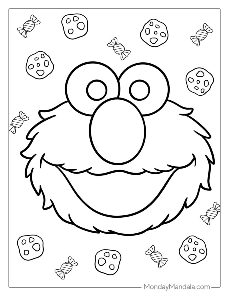 Elmo Face Coloring Pages Templates