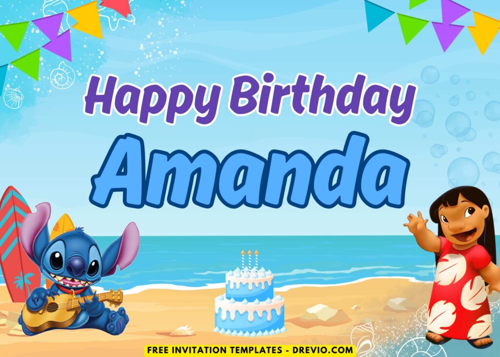 Hawaiian Hula Beach Lilo & Stitch Birthday Party Backdrop Template