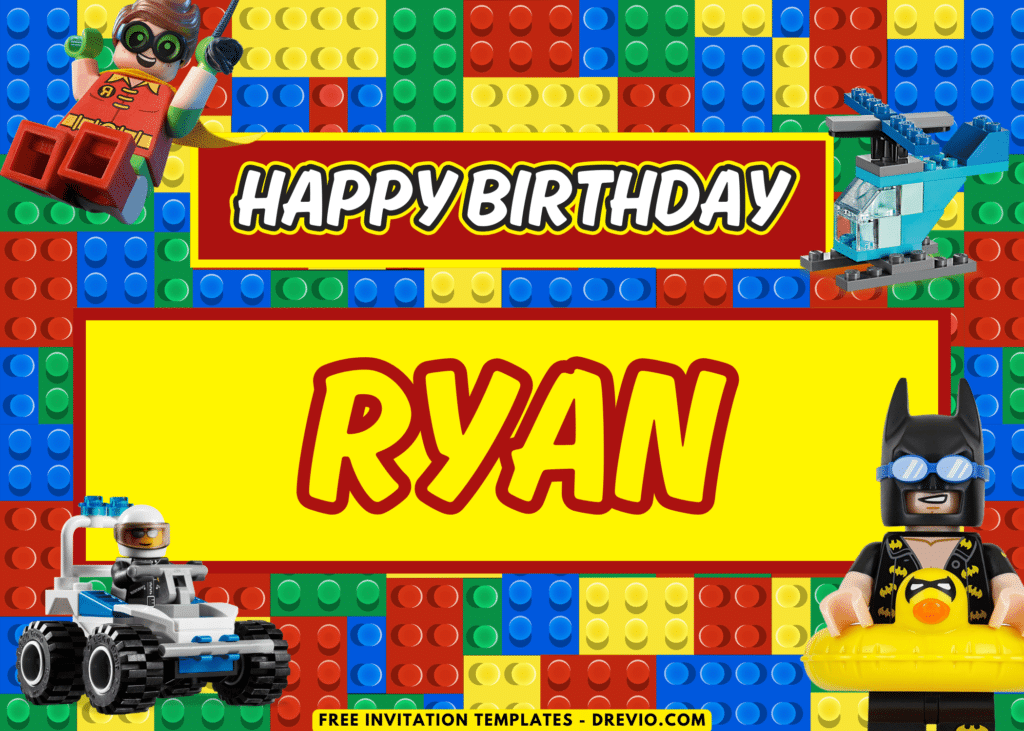 Lego Batman and Robin Birthday Party Backdrop Template