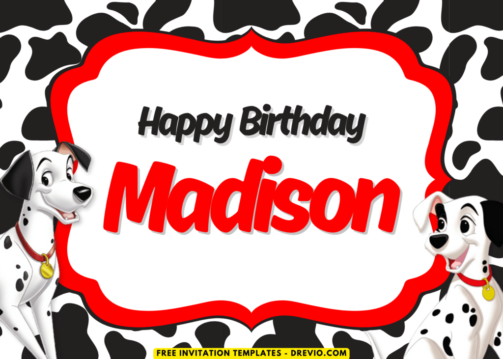 Adorable Dalmatians Puppy Birthday Party Backdrop Template