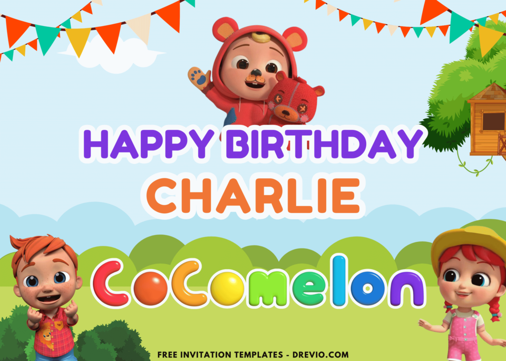Cocomelon Birthday Party Backdrop Template