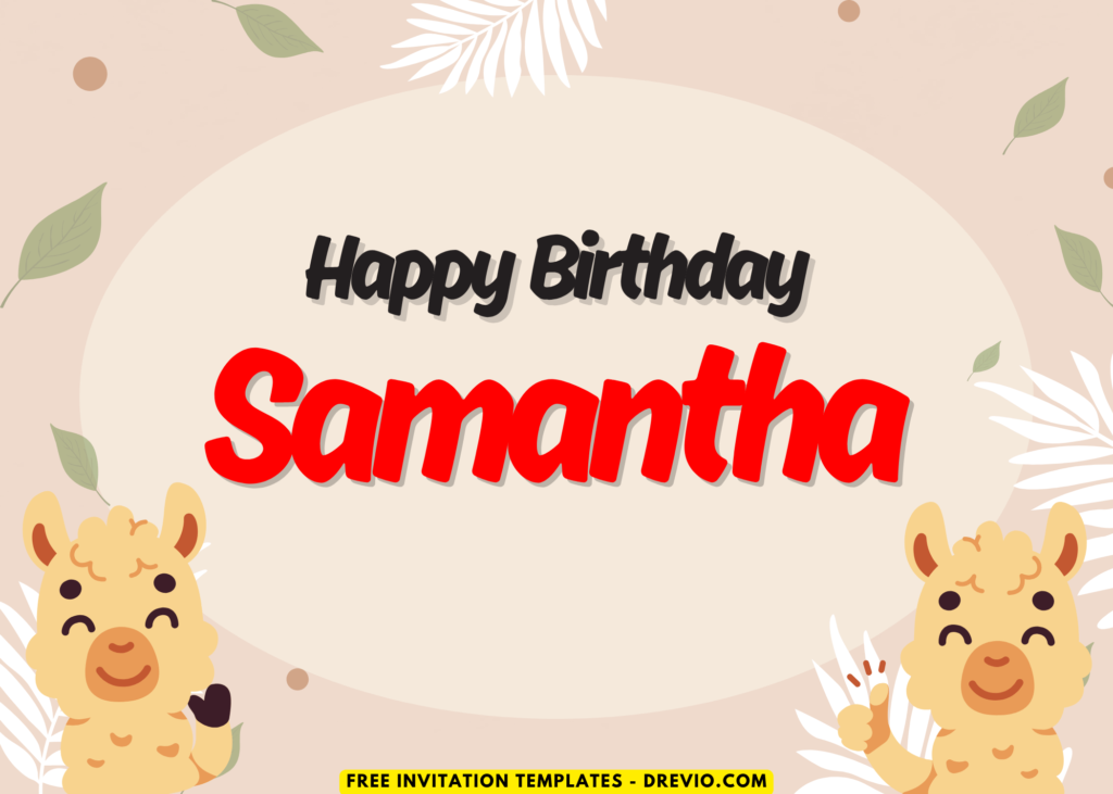 Llama Fiesta Birthday Party Backdrop Template