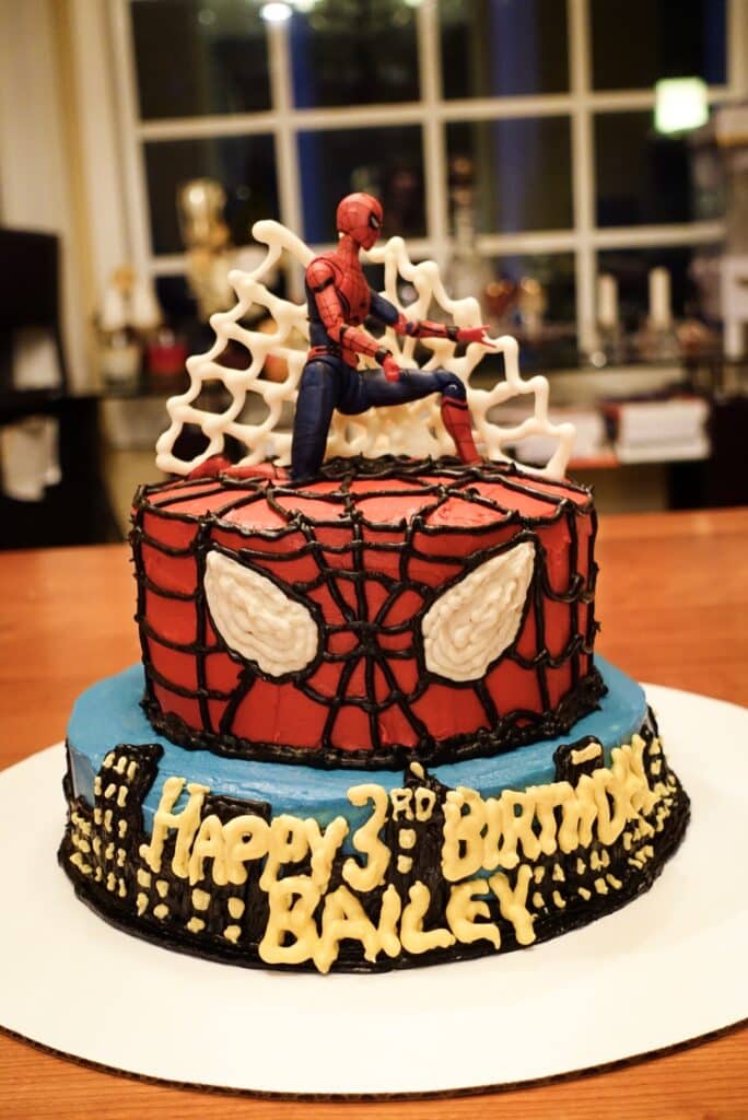 Two tiers Spiderman Birthday Cake