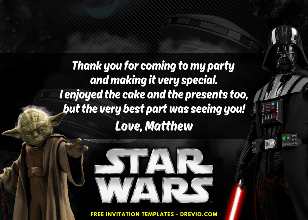 Darth Vader and Yoda Star Wars Skywalker Saga Birthday Party Thank You Card