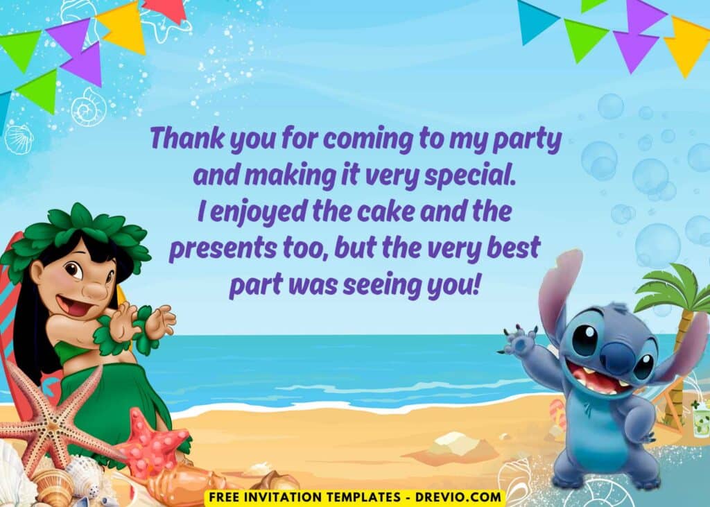 Hawaiian Hula Beach Lilo & Stitch Birthday Party Thank You Card