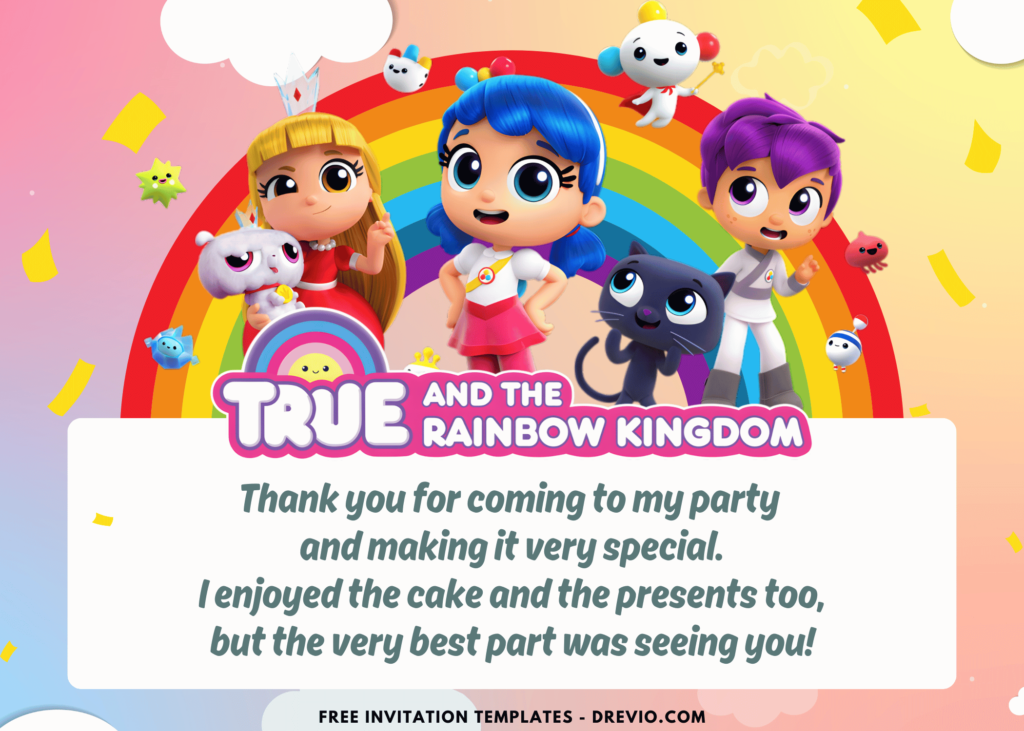 Magical True And The Rainbow Kingdom Birthday Party Thank You Card