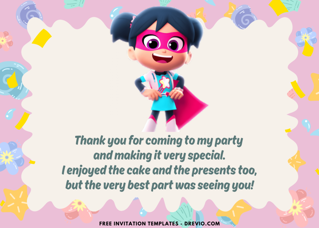 Zoey Starbeam Birthday Party Thank You Card