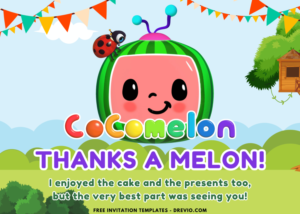 Cocomelon Wonder Park Birthday Party Thank You Card