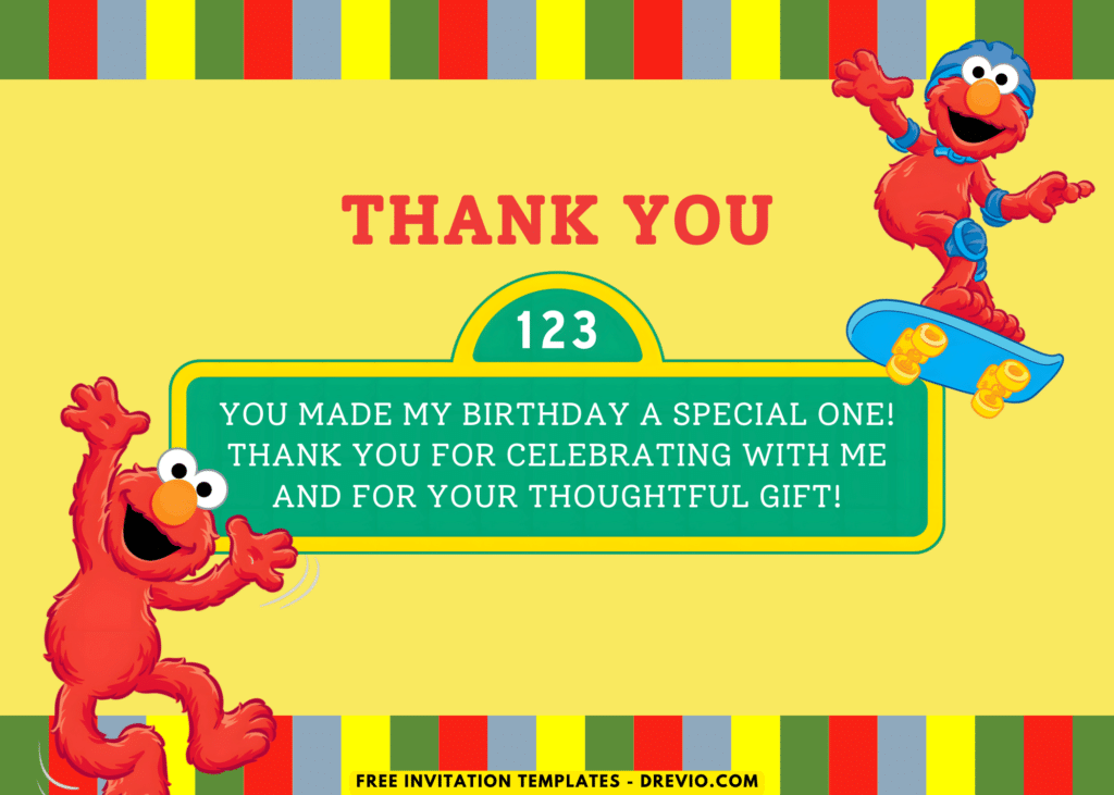 Elmo Birthday Party Thank You Card