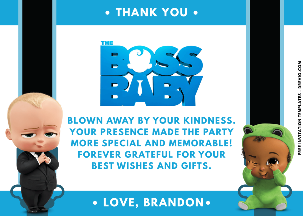 Triplets and Big Boss Baby Birthday Party Thank You Card