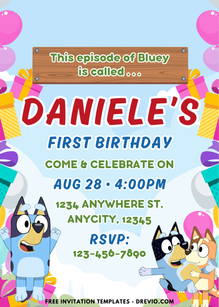Bandit Bluey Birthday Invitation