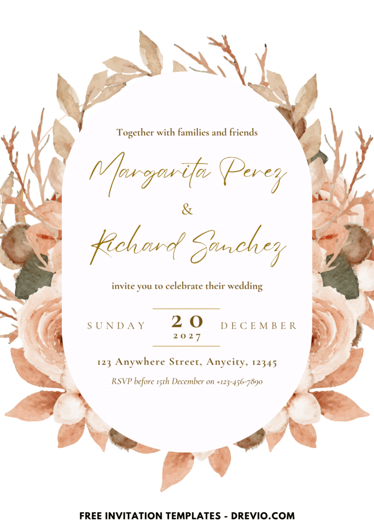 Spring Peony and Rose Garden Wedding Invitation