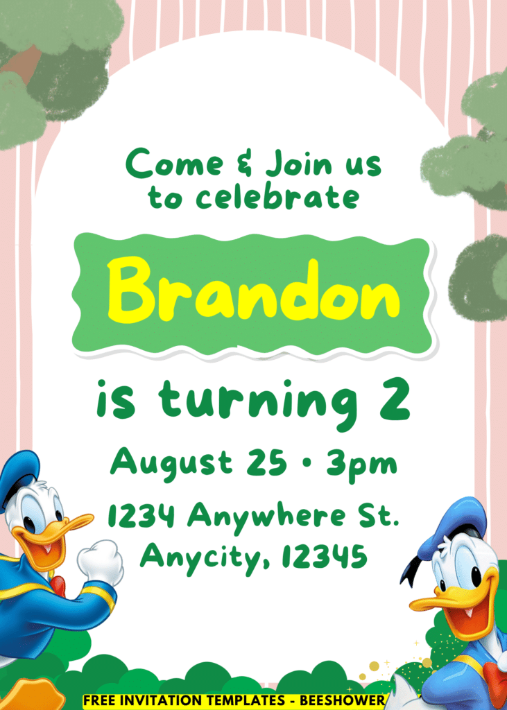 Disney Donald Duck Birthday Invitation