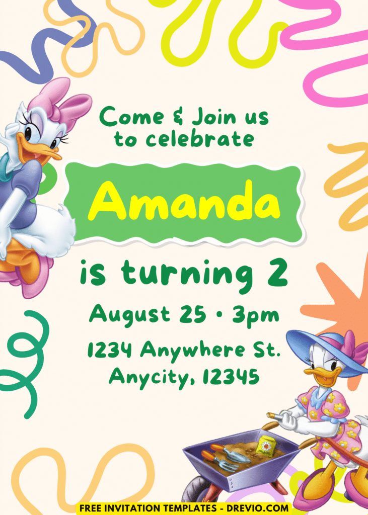 Disney Daisy Duck Birthday Invitation
