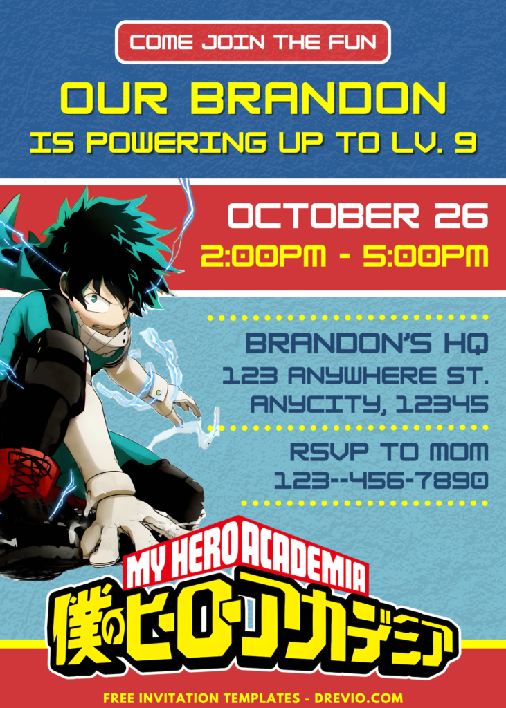 Epic My Hero Academia Birthday Invitation