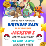 FUN-TASTIC Pokemon Birthday Invitation | Editable Canva Template