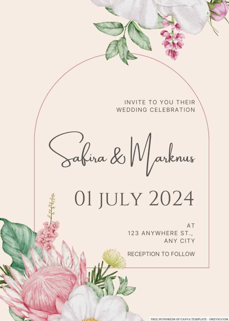 Creamy Pink Flower Wedding Invitation