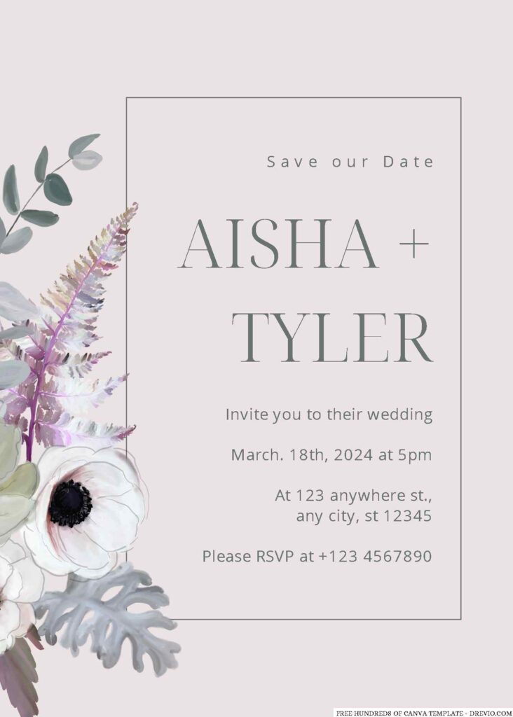 Classic White Floral Wedding Invitation