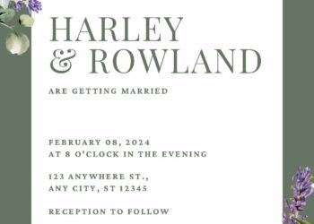 Watercolor Purple Flower Sage Wedding Invitations
