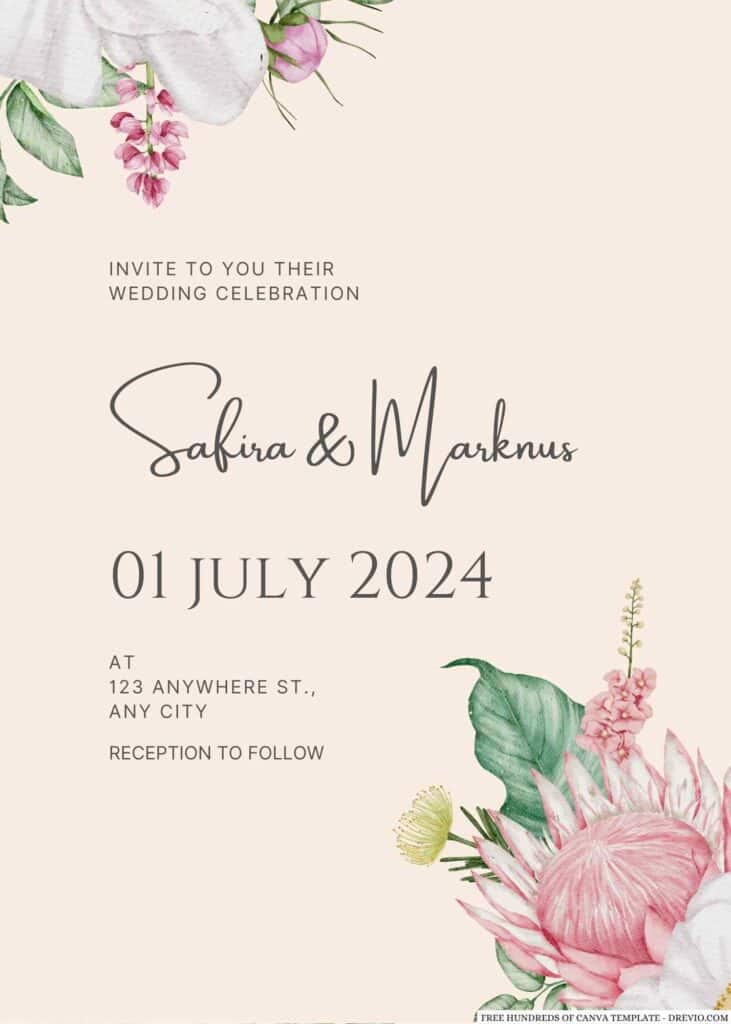 Creamy Pink Flower Wedding Invitation