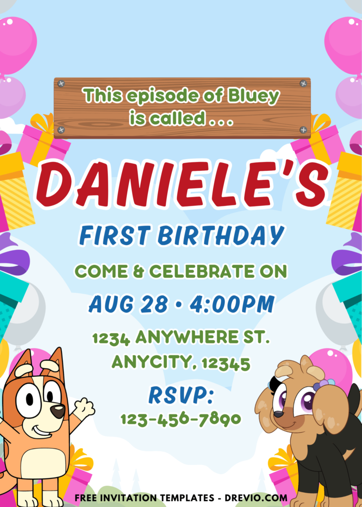 Bluey Birthday Invitation