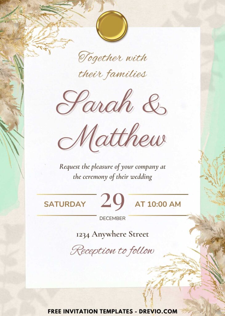 Dried Foliage Eucalyptus Greenery Wedding Invitation