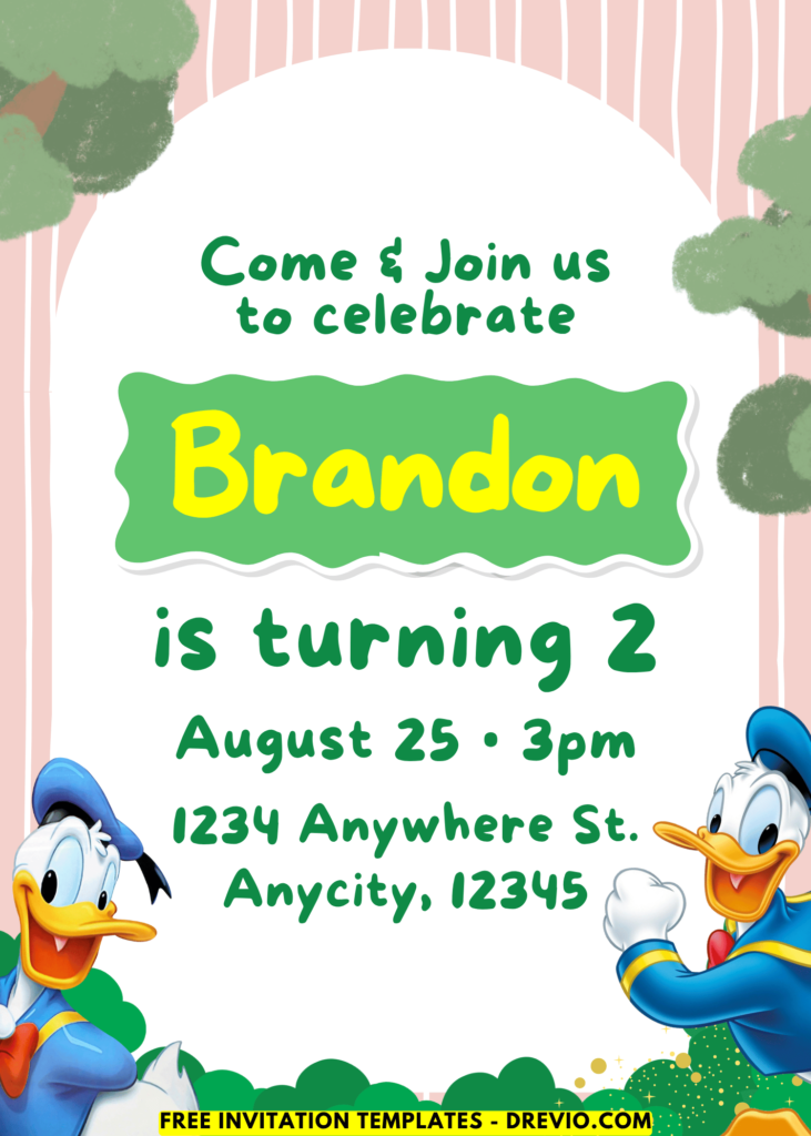 Donald Duck Birthday Invitation