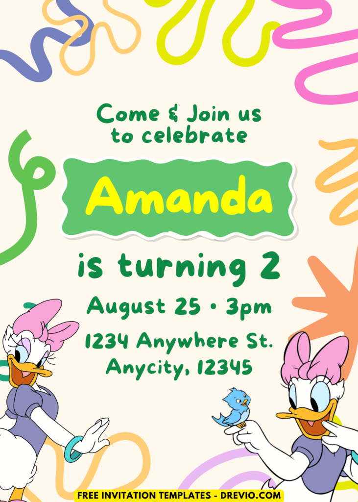 Cute Daisy Duck Birthday Invitation
