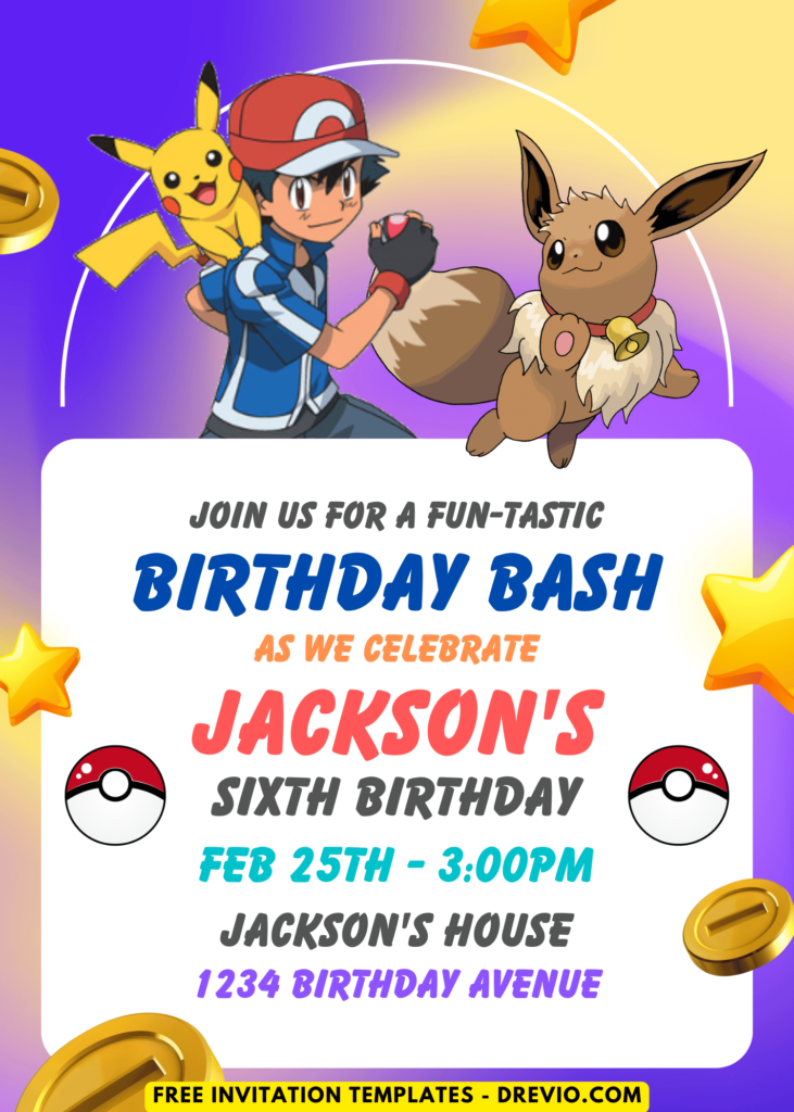 Awesome Pokemon Birthday Invitation