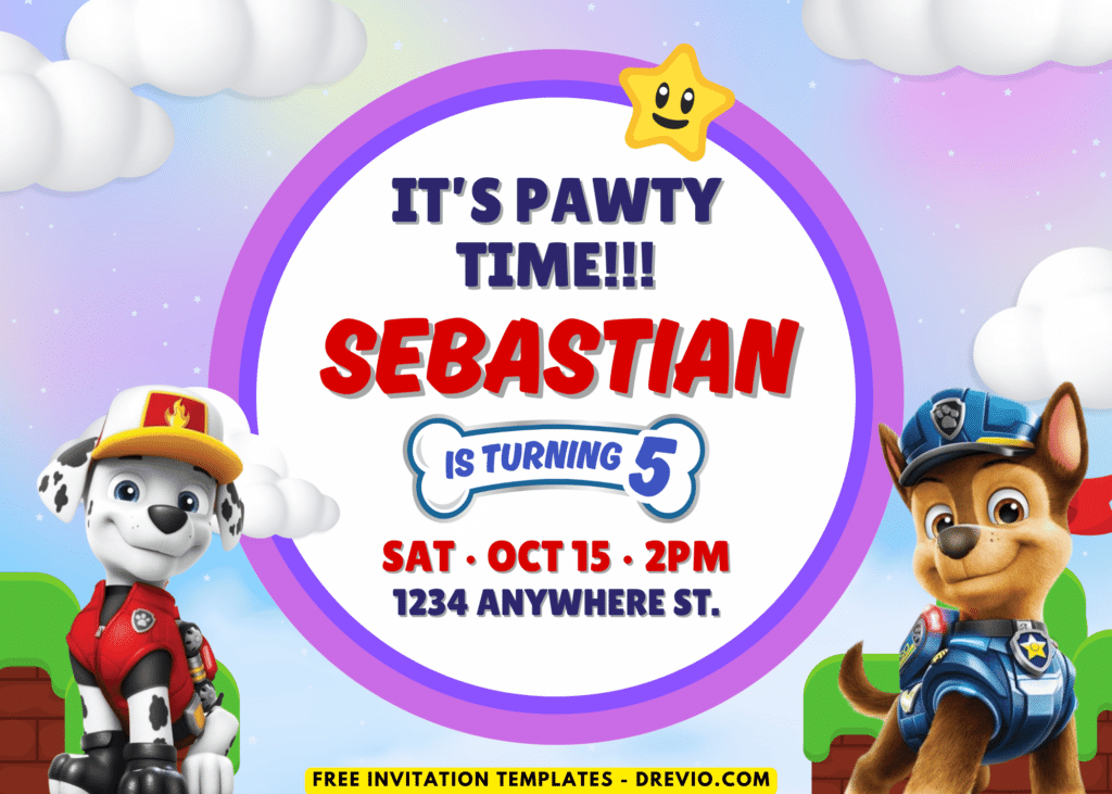 PAW Patrol Chase and Marshall Birthday Party Invitations