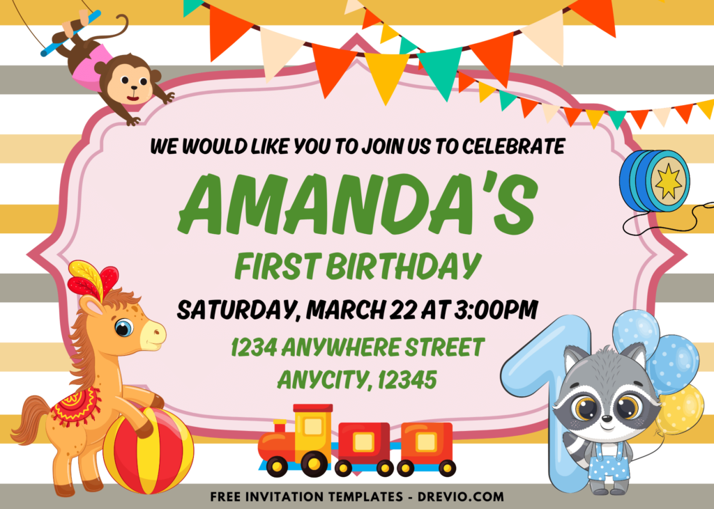 Party Animal Baby Giraffe and Koala Birthday Invitations