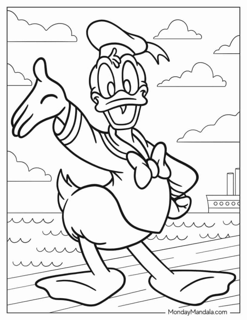 Cute Donald Duck Coloring Page Templates