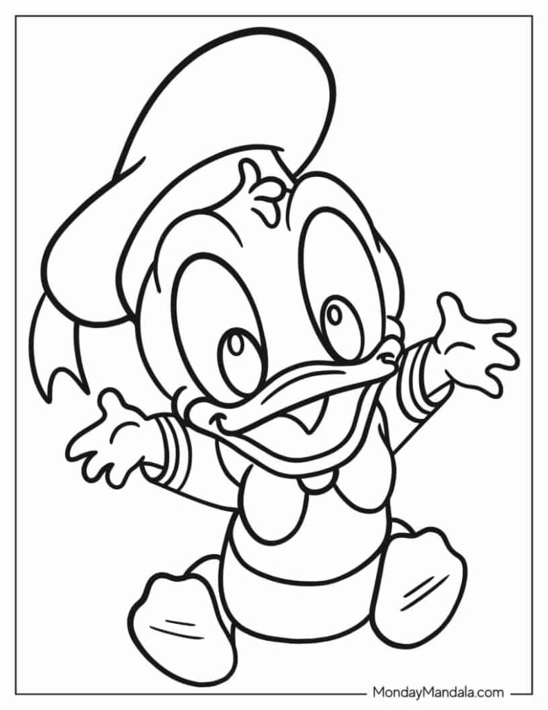 Adorable Baby Donald Duck Coloring Page Templates
