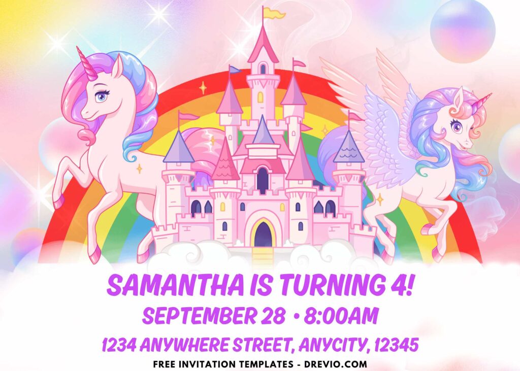 Unicorn Kingdom Birthday Party Invitations