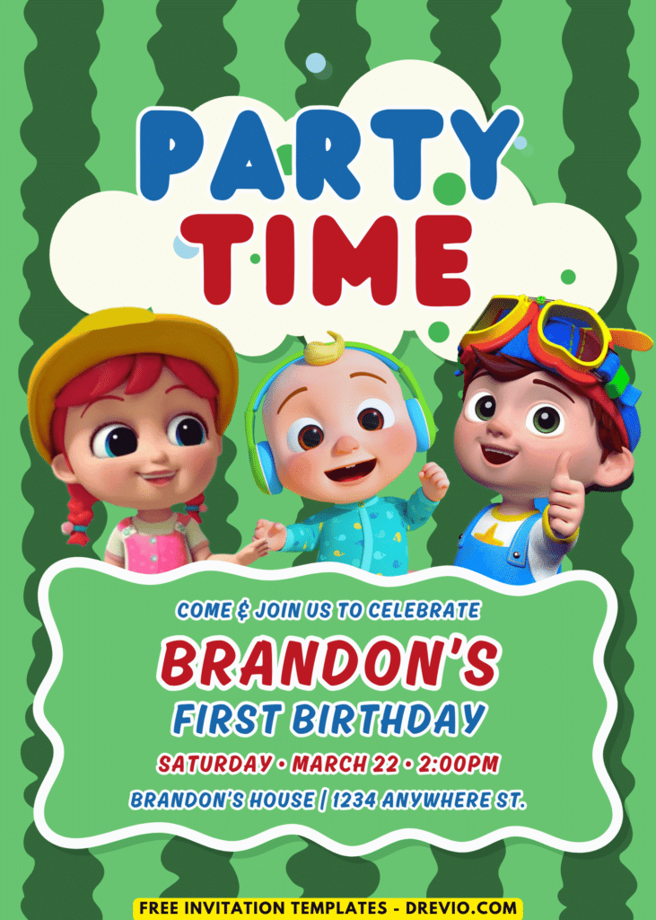 Watermelon Fun Cocomelon Birthday Invitations
