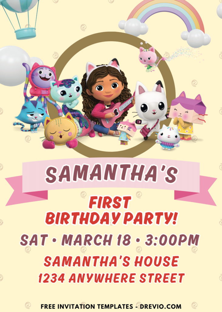 Gabby Dollhouse Birthday Invitation