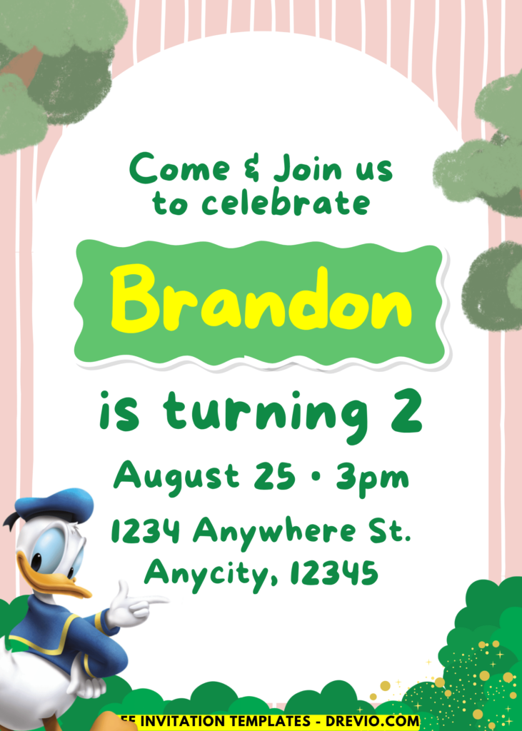 Quirky Donald Duck Birthday Invitation