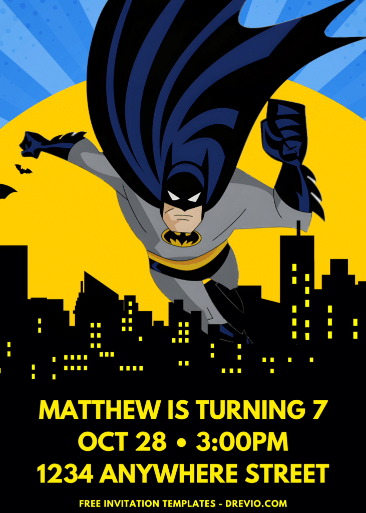 DC League Comic Batman Birthday Invitation
