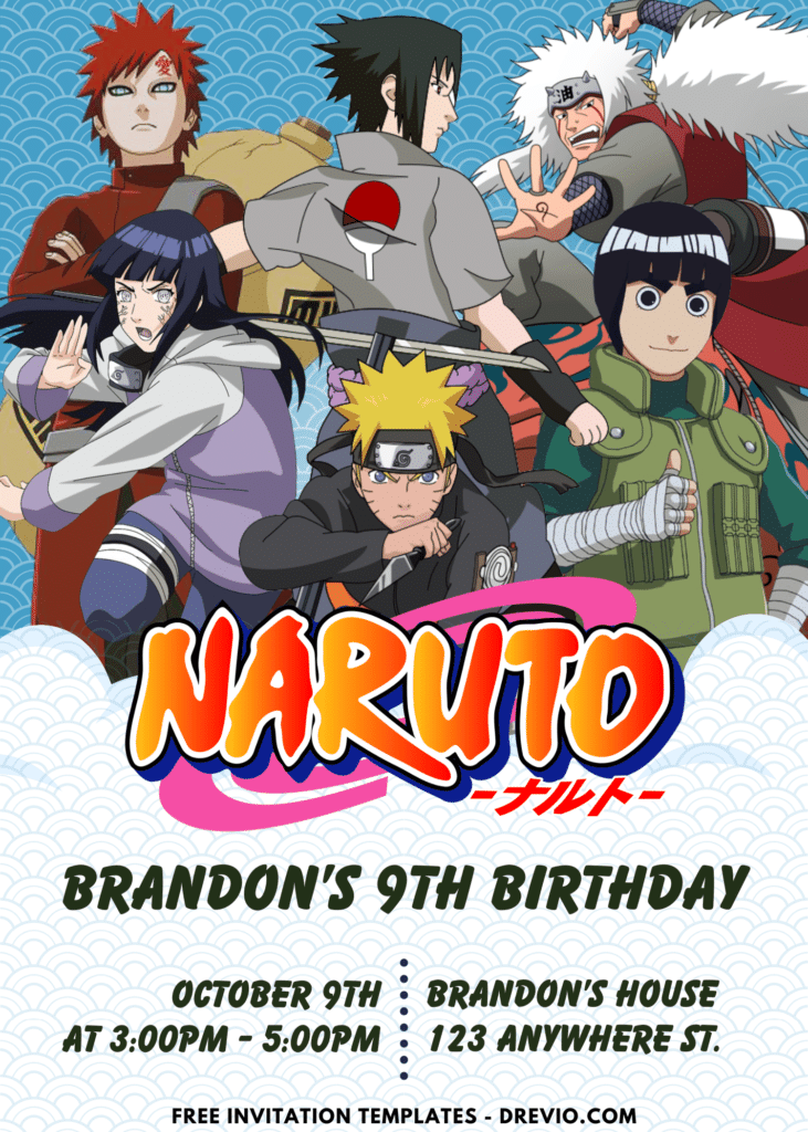 Epic Naruto Shippuden Birthday Invitation