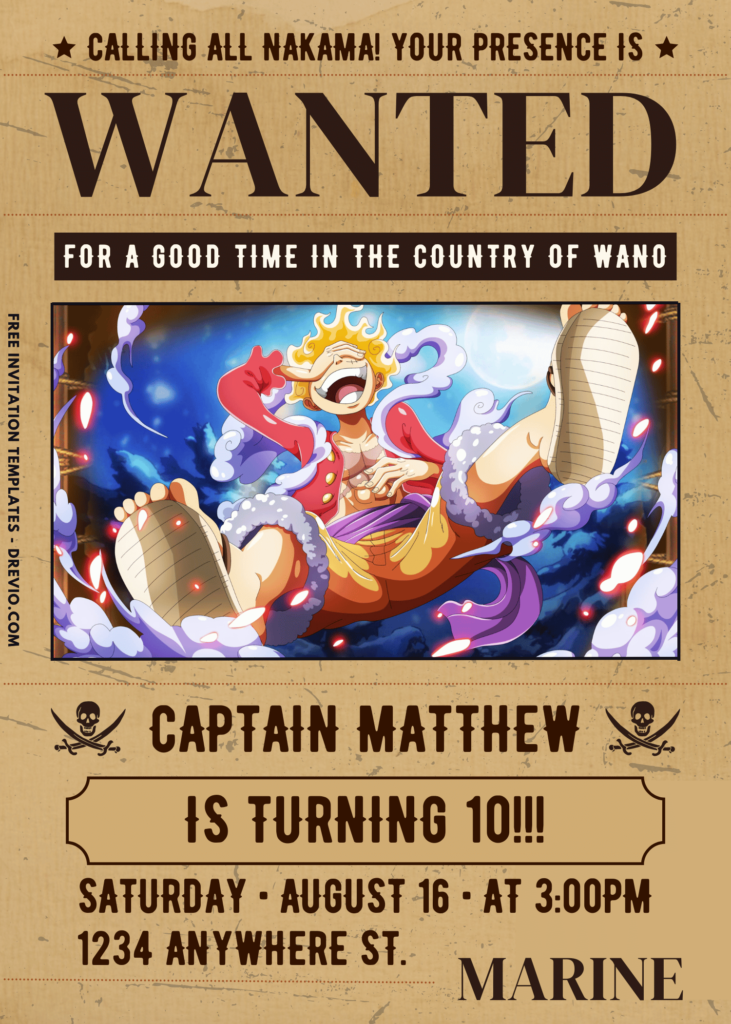 Bounty Poster One Piece Birthday Invitation 