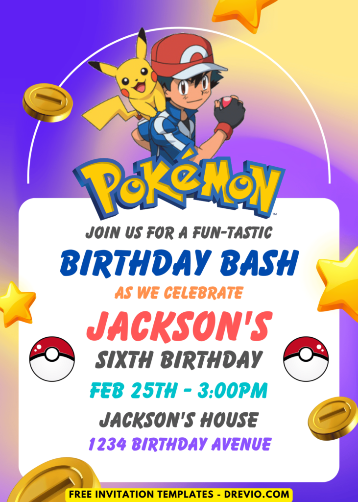 FUN-TASTIC Pokemon Birthday Invitation