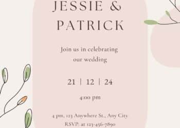 Fresh Green Orange Floral Wedding Invitation
