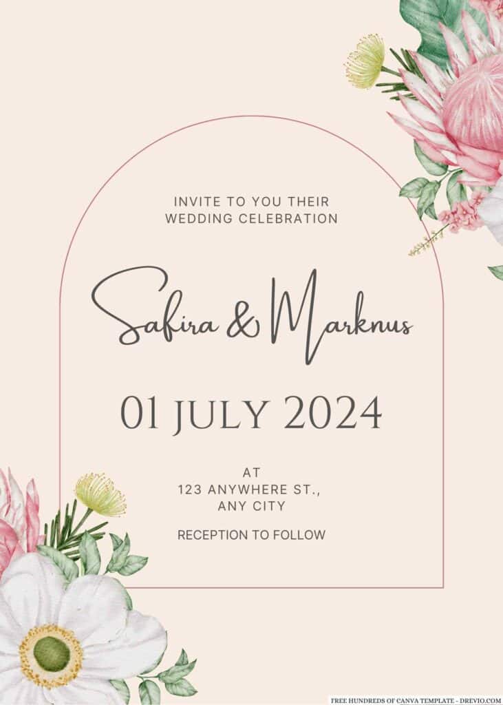 Creamy Pink Flower Wedding Invitation