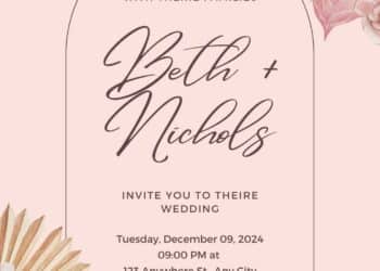 Watercolor Boho Tropical Wedding Invitation