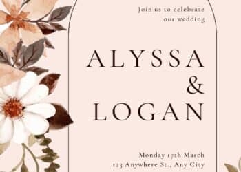 White Brown Floral Wedding Invitations