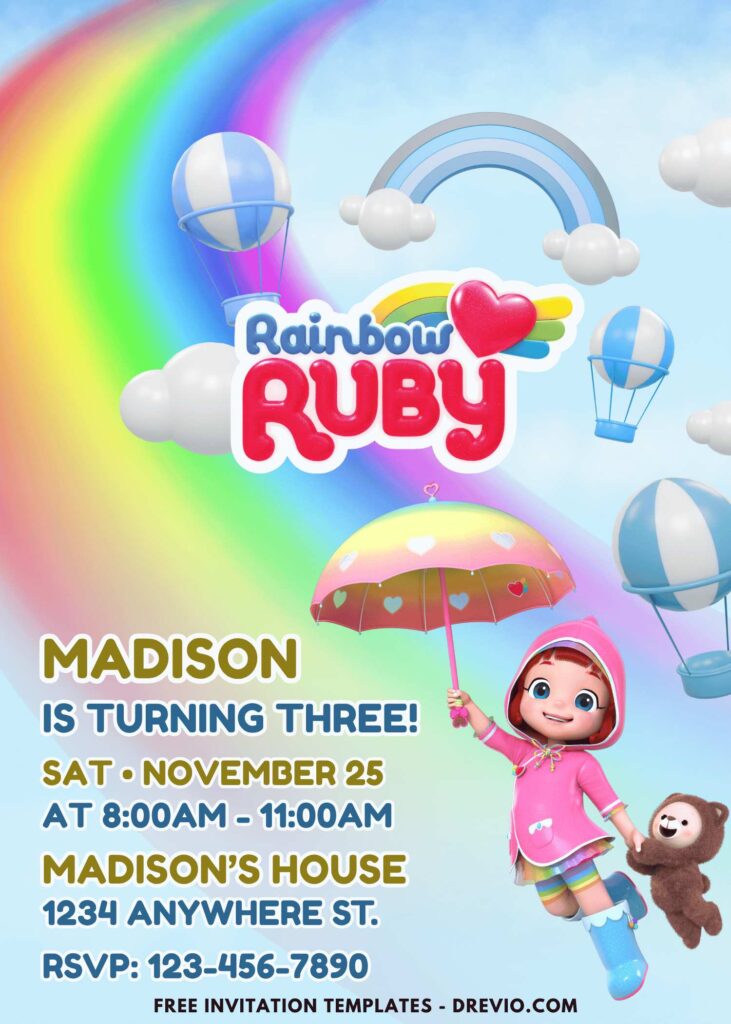 Sparkling Rainbow Ruby Wedding Invitation