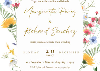 Free Editable Canva | Wildflower Wedding Invitation | Editable Canva Template