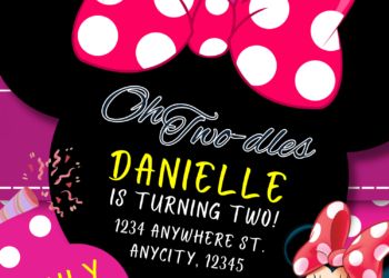 Free Editable Canva | Minnie Mouse Birthday Invitation | Instant Download