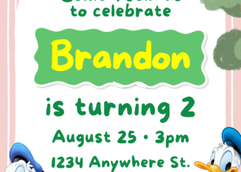 Free Editable Canva | Adorable Donald Duck Birthday Invitation | Instant Download